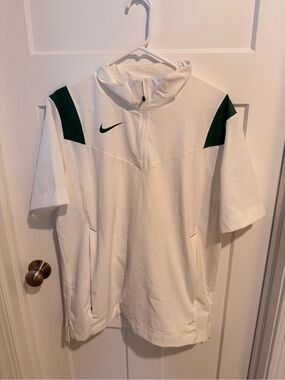 Nike White Short-Sleeve Half-Zip Pullover with Green Accents